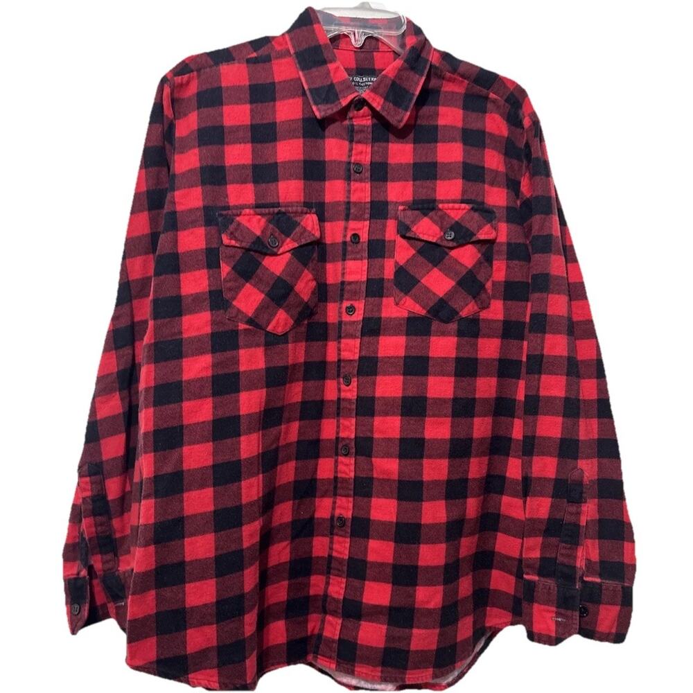 Vintage 777 COLLECTION 100% Cotton Flannel Shirt Size XL Red Black Plaid Skater